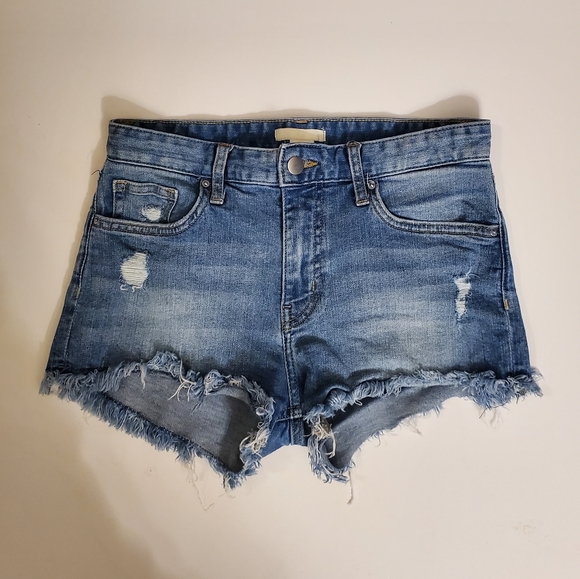 H&M Blue Denim Distressed Frayed Hem Shorts 4 - Picture 8 of 9